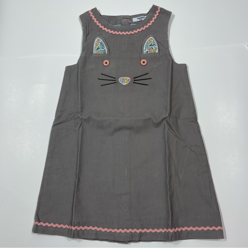 NWT Mini Boden Mouse Courduroy Applique Sleeveless Dress Sz 3-4